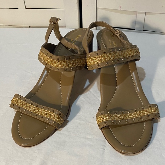 Eric Javits New York Maribel Tan Braided Studded Cuban Sandals. Size 12 - Picture 2 of 6